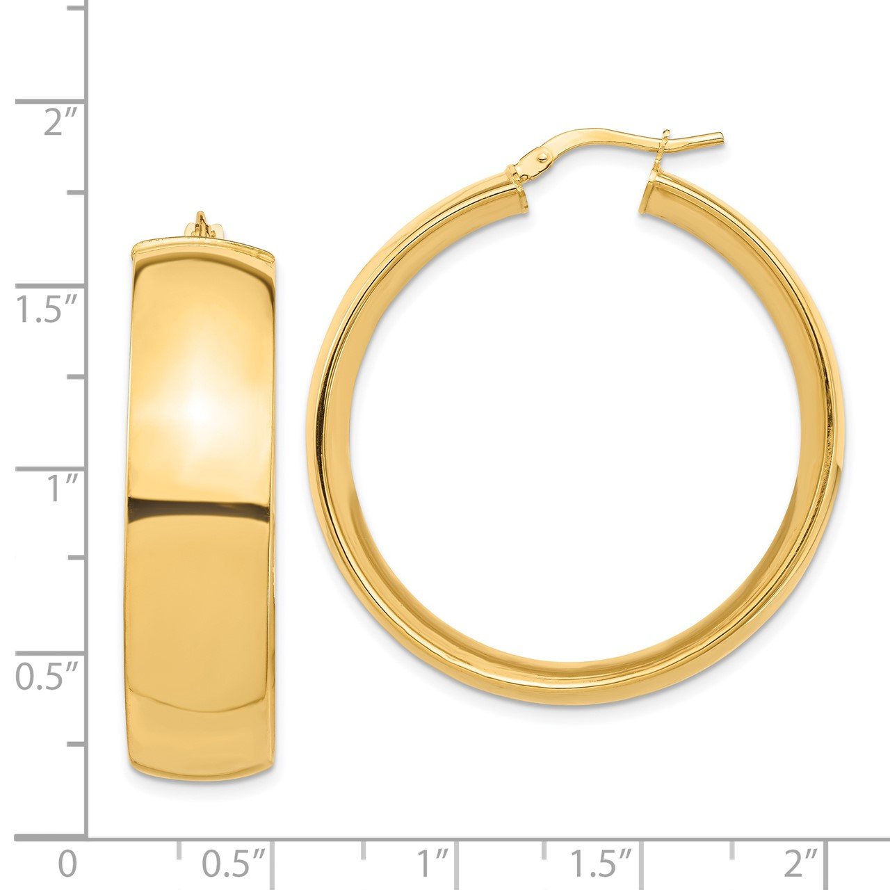 14k High Polished Large 10mm Hoop Earrings-2