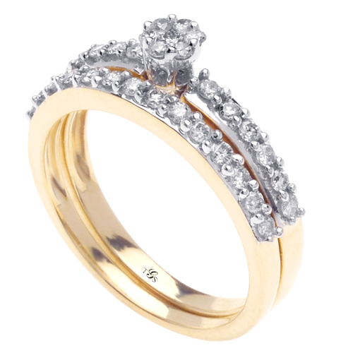 14K Yellow Gold Natural Diamond Wedding Set