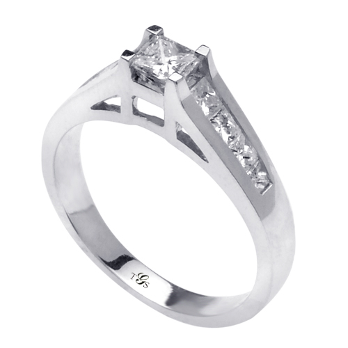 14K White Gold Natural Diamond Engagement Ring