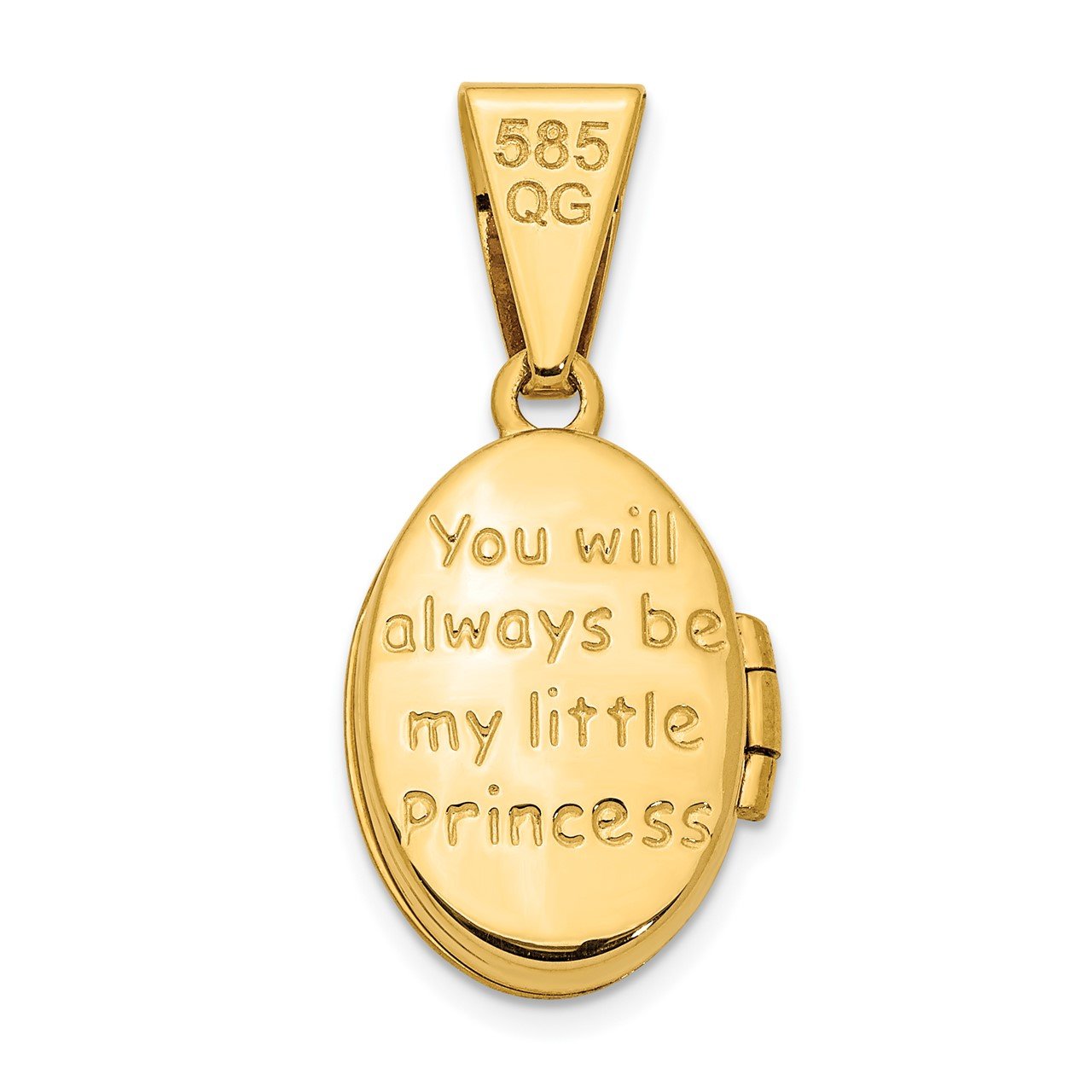 14K Little Princess 16mm Oval Locket Pendant-2