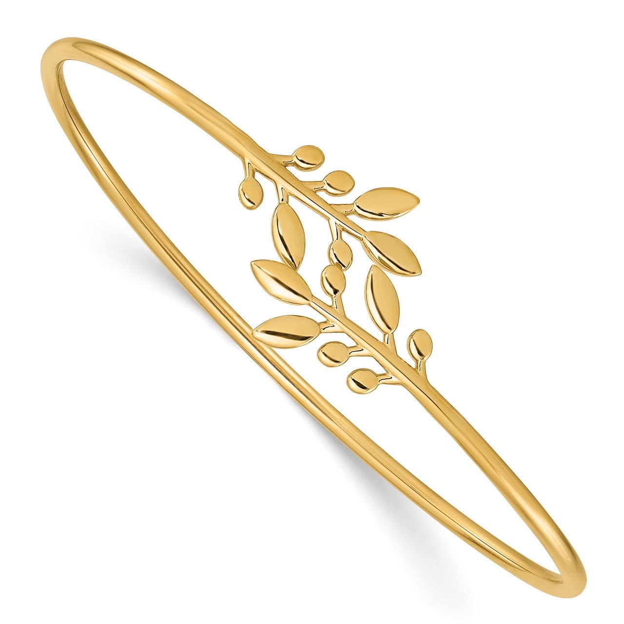 14K Polished Leaves Flexible Bangle