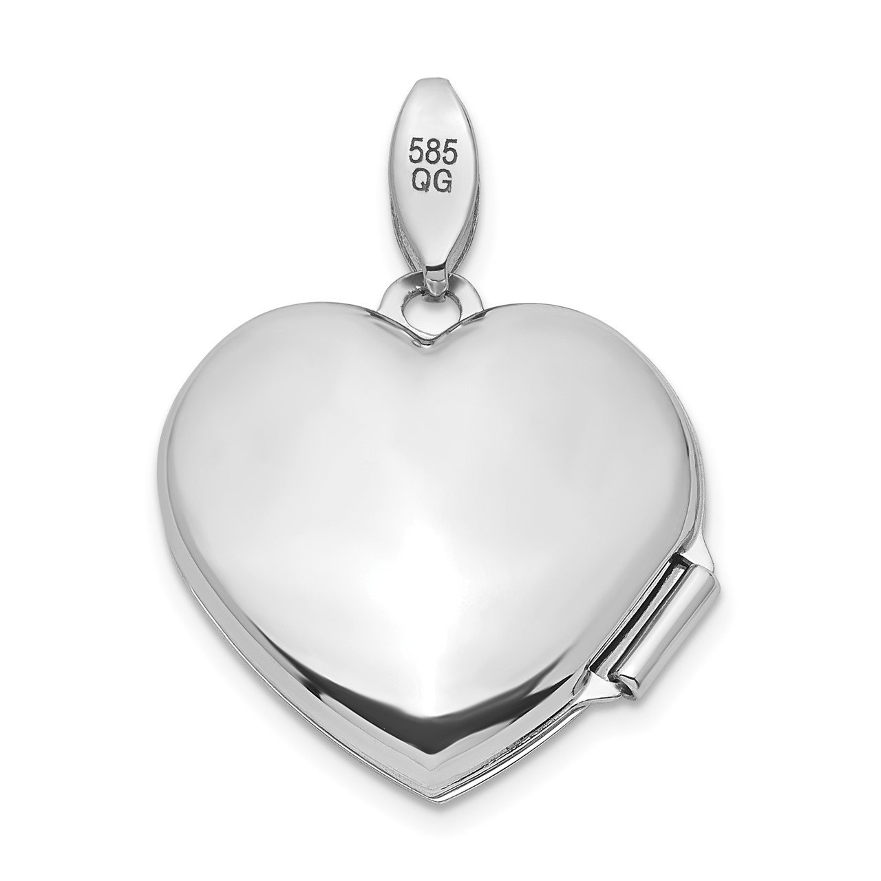 14k White Gold Quilted Texture 18mm Heart Locket-3