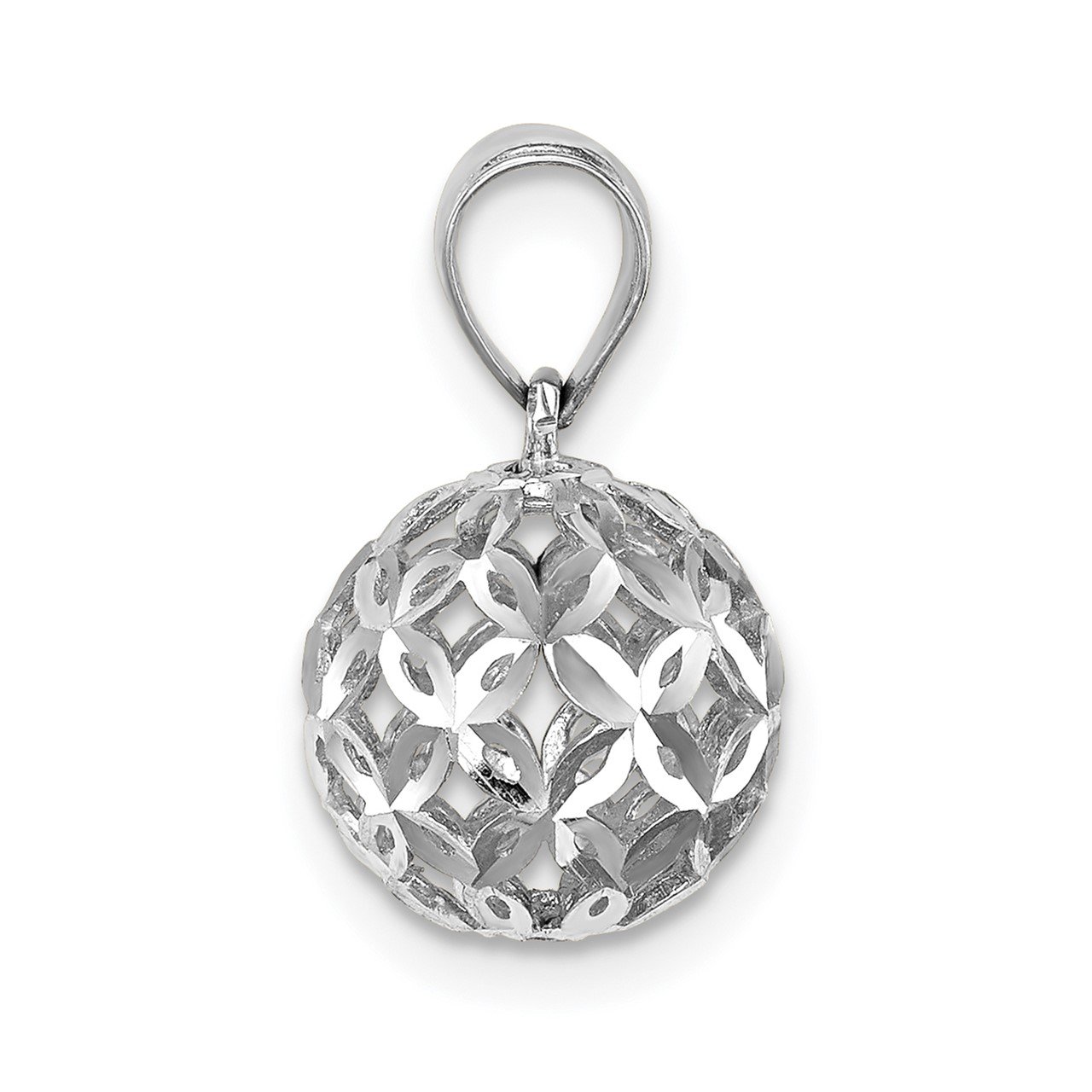 14K White Gold D/C Ball Dangle Pendant-1