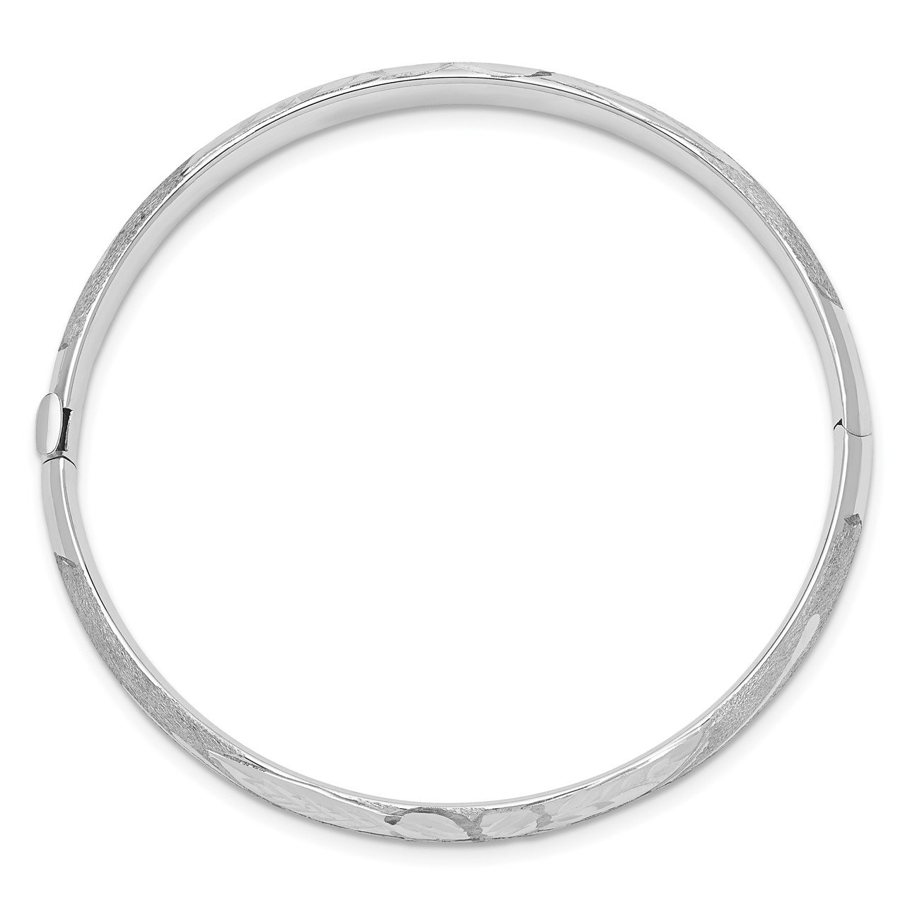 14k 3/16 White Gold Florentine Hinged Baby Bangle-1
