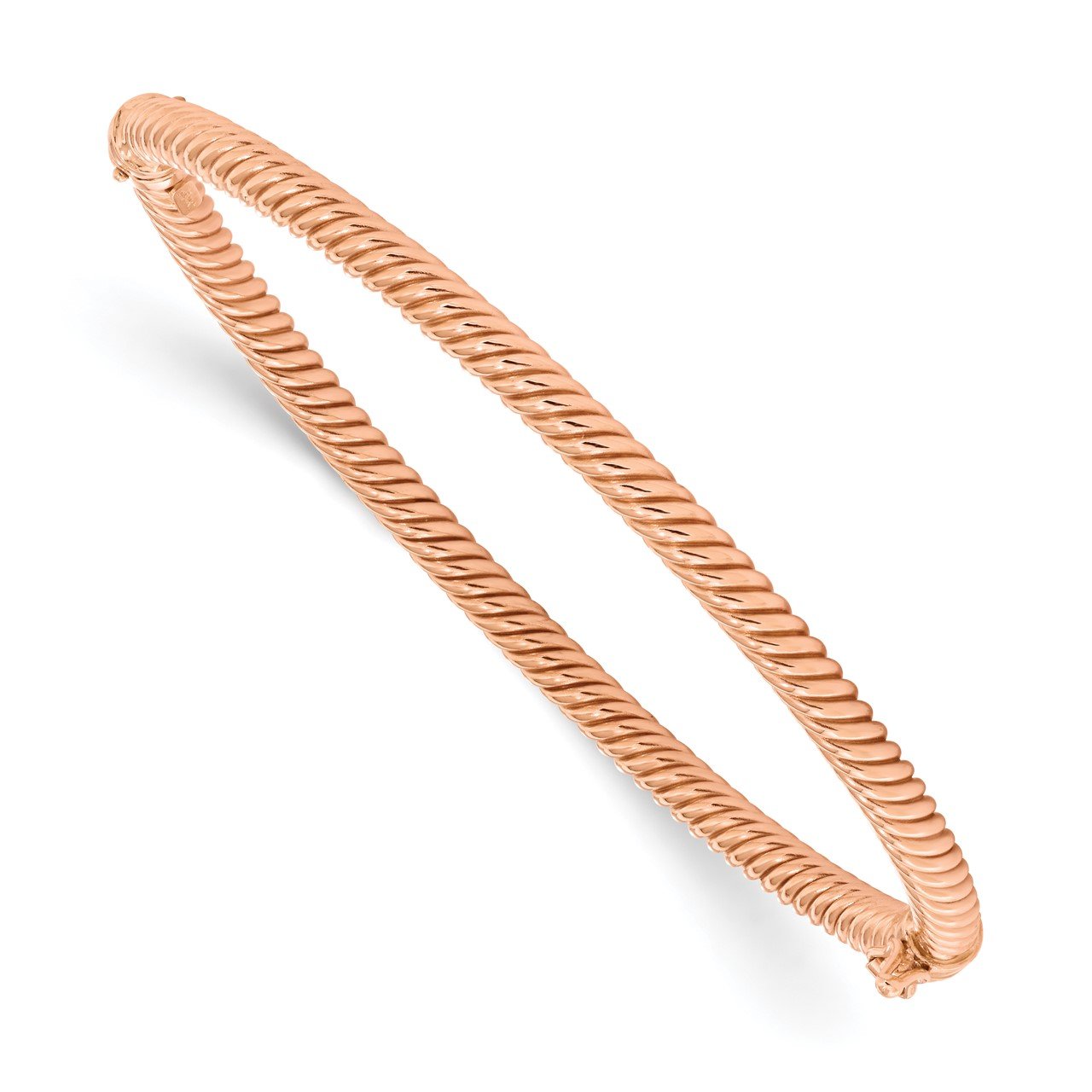 Leslie's 14K Rose Gold Polished and Textured Fancy Hinged Bangle