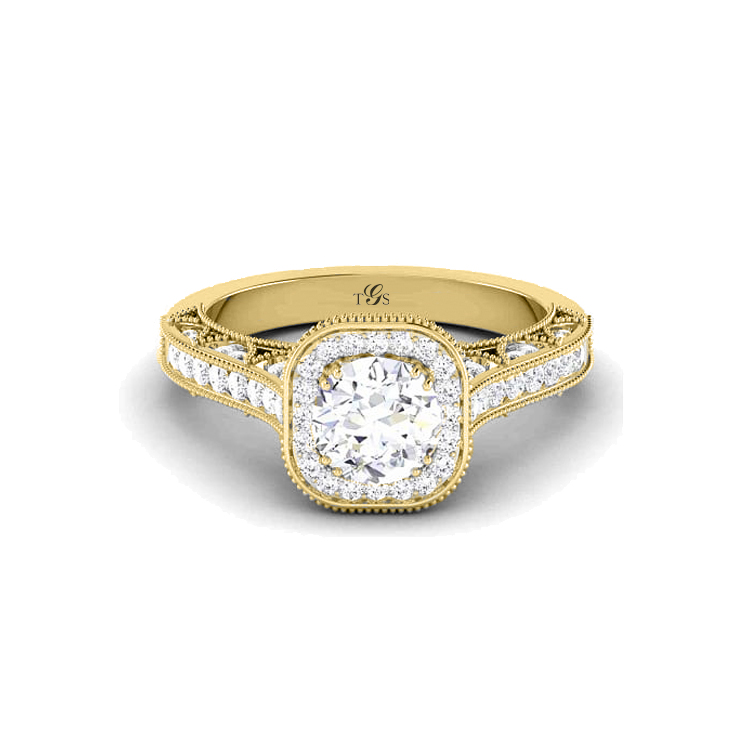 14K Gold (Rose, White, Yellow) Halo Style Engagement Ring (center stone not included)-4