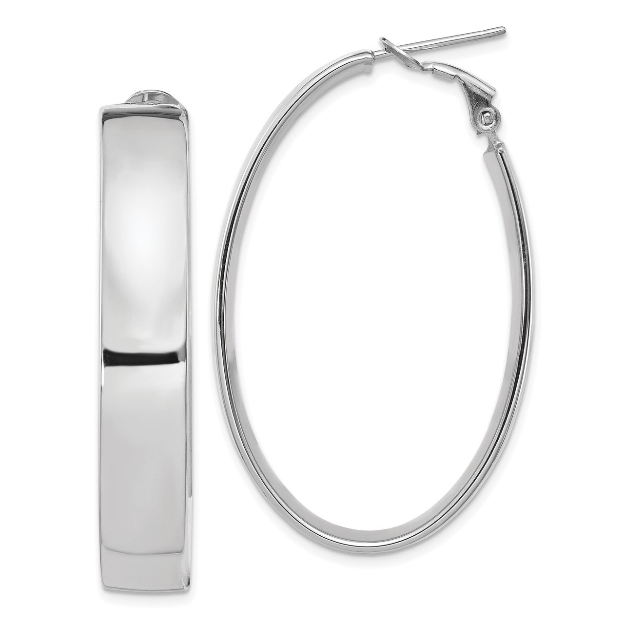 Leslie's 14K White Gold 7.75mm High Polished Omega Back Hoop Earrings