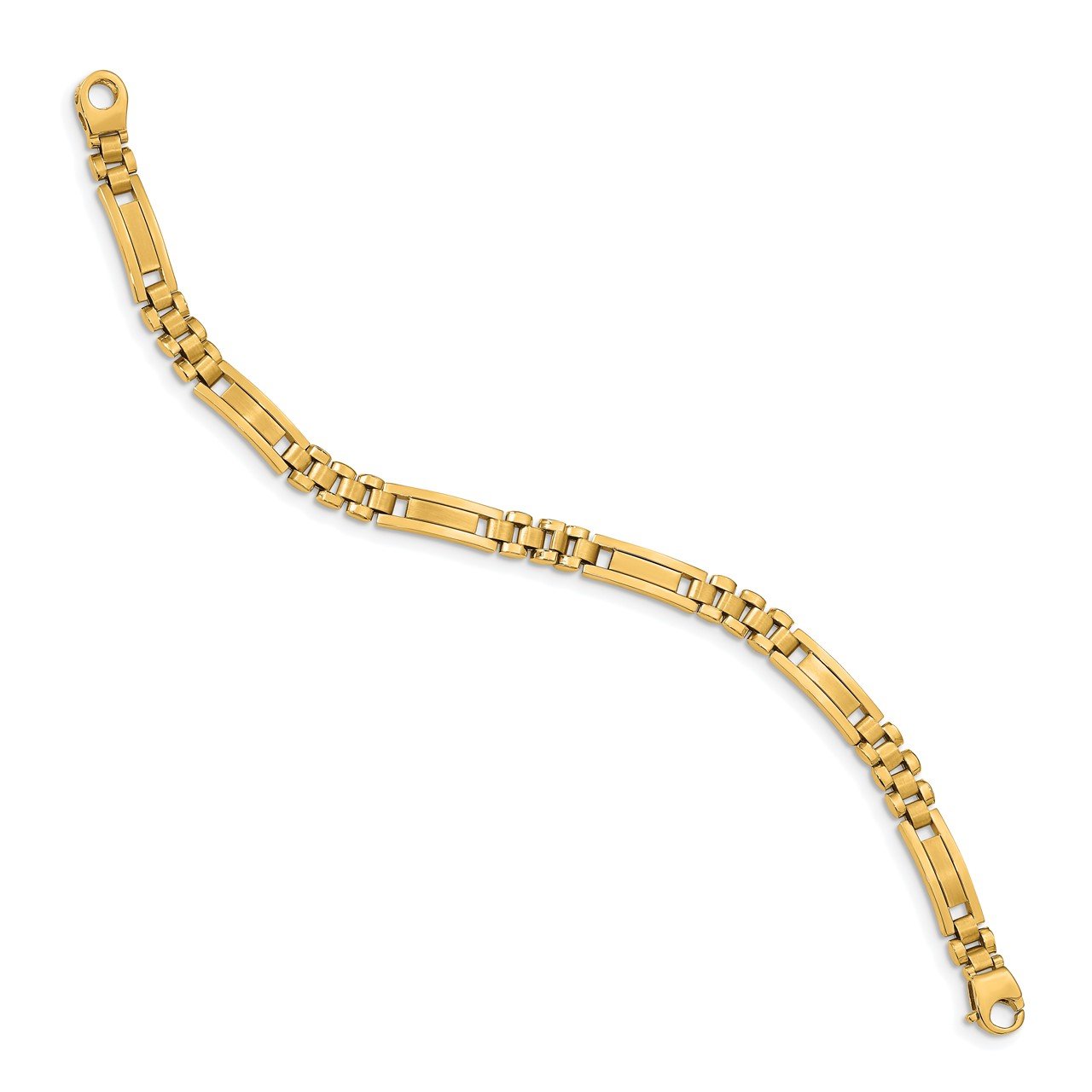 14k Satin and Polished Men's Link Bracelet-1