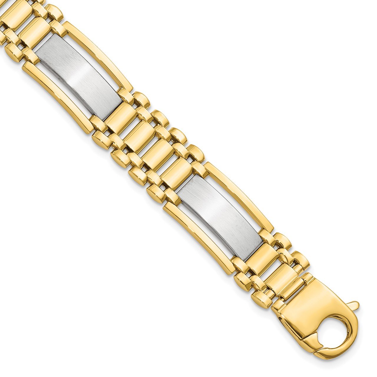 Leslie's 14K Two-tone Polished and Satin Men's Bracelet