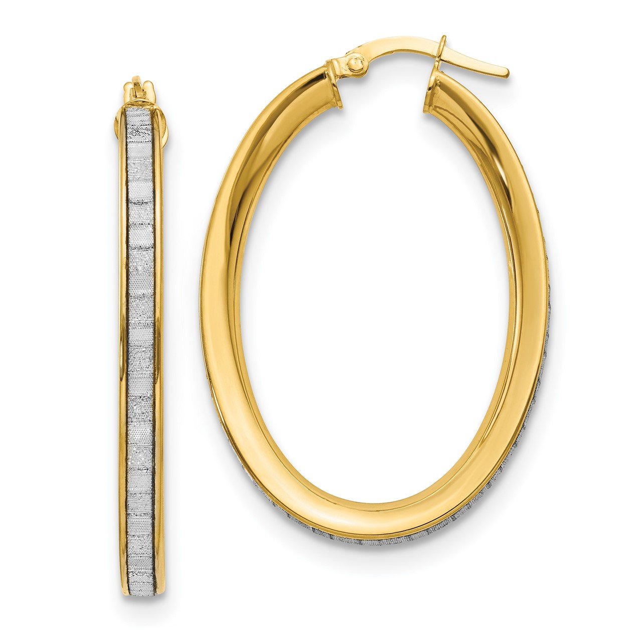 Leslie's 14K Polished Glimmer Infused Textured Hoop Earrings