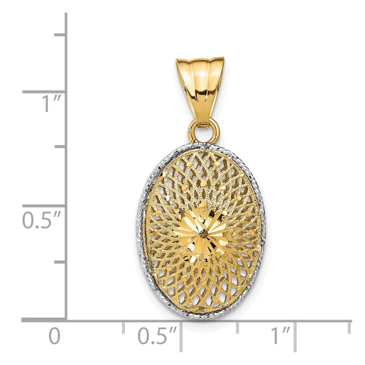 Leslie's 14k Rhodium-plated D/C Filigree Oval Pendant-3