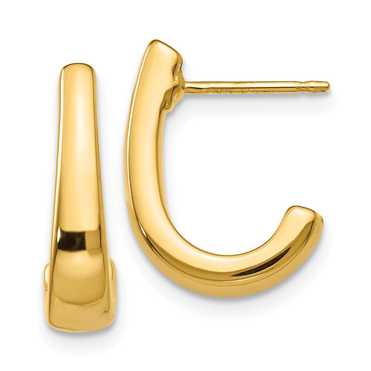 14k Polished J Hoop Post Earrings The Gold Store