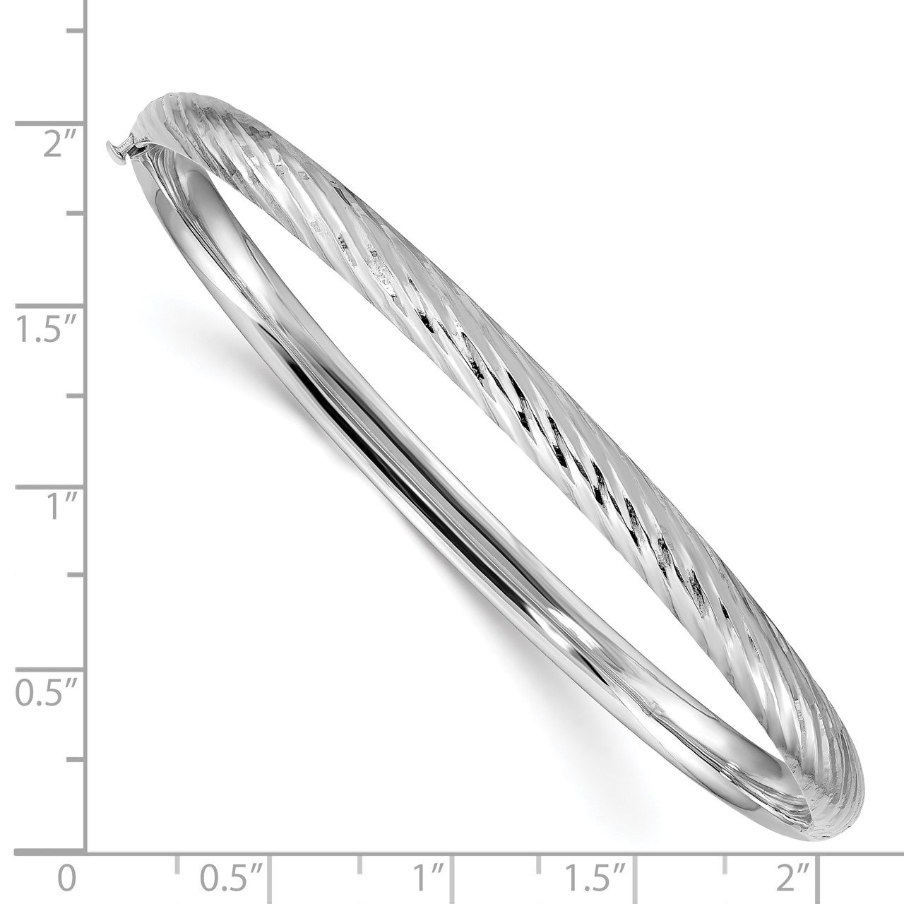 14k White Gold 3/16 Textured Hinged Bangle-2