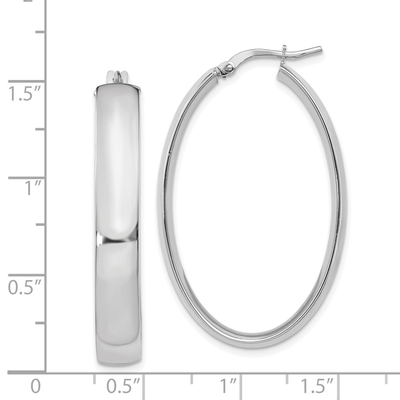 Leslie's 14K White Gold 6mm High Polished Oval Hoop Earrings-2