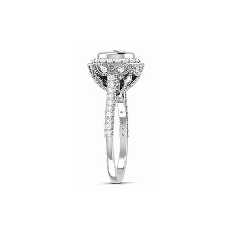 14K White Gold Natural Diamond Engagement Ring (Center Stone Not Included)-3