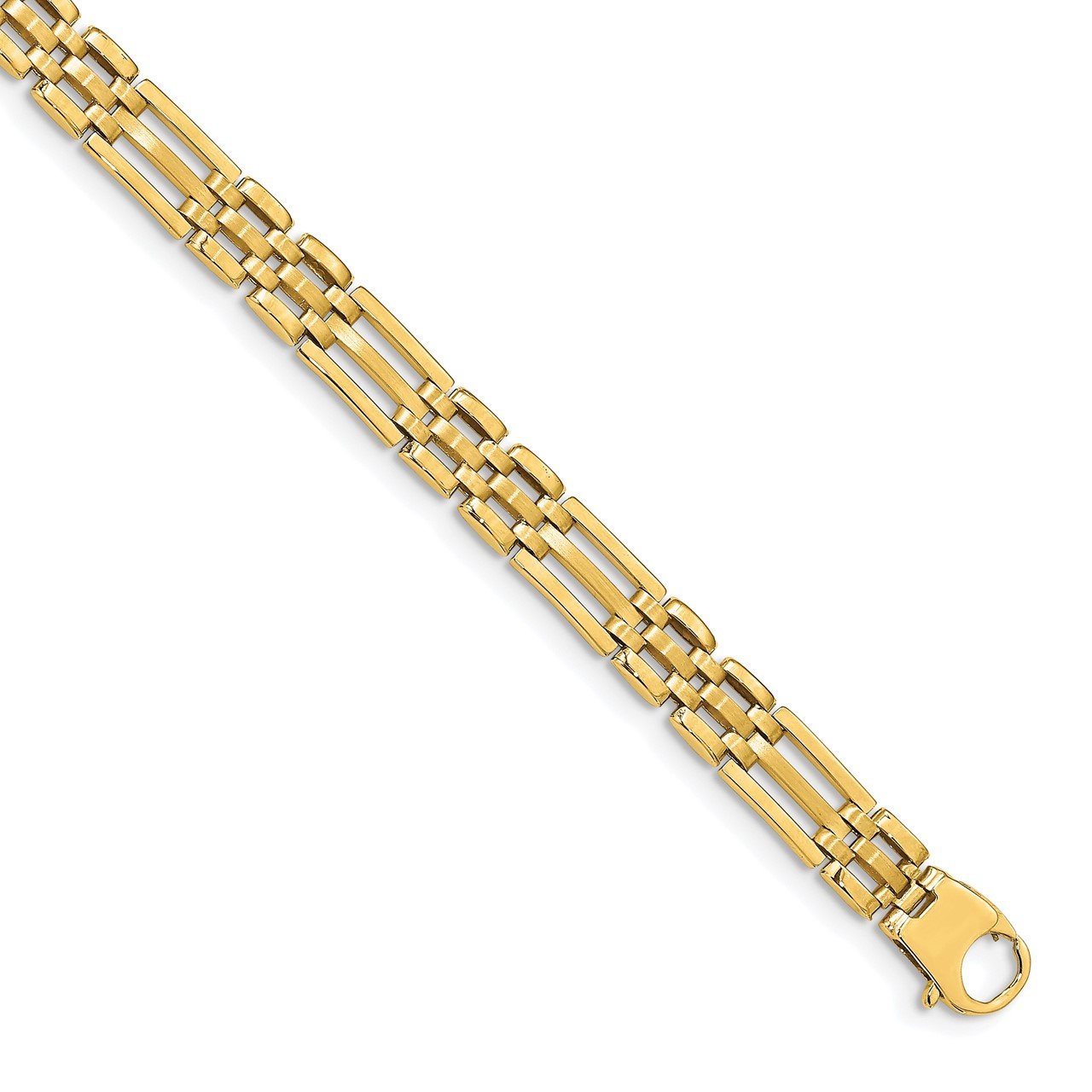 14k Satin and Polished Men's Link Bracelet