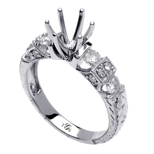 14K White Gold Engagement Ring