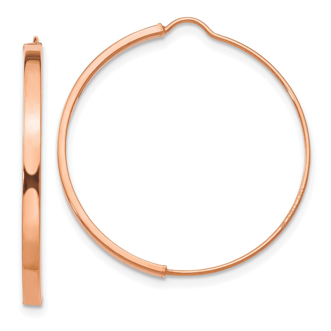 14k Rose Gold Wire Hoop Earrings