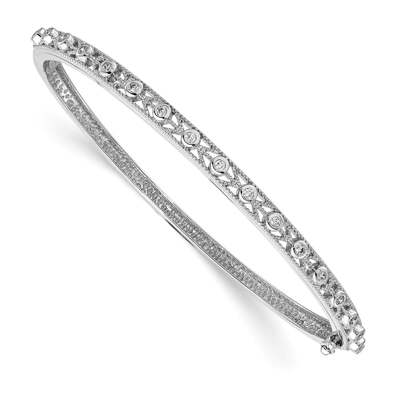 14k White Gold Oval Hinged Bangle Mounting