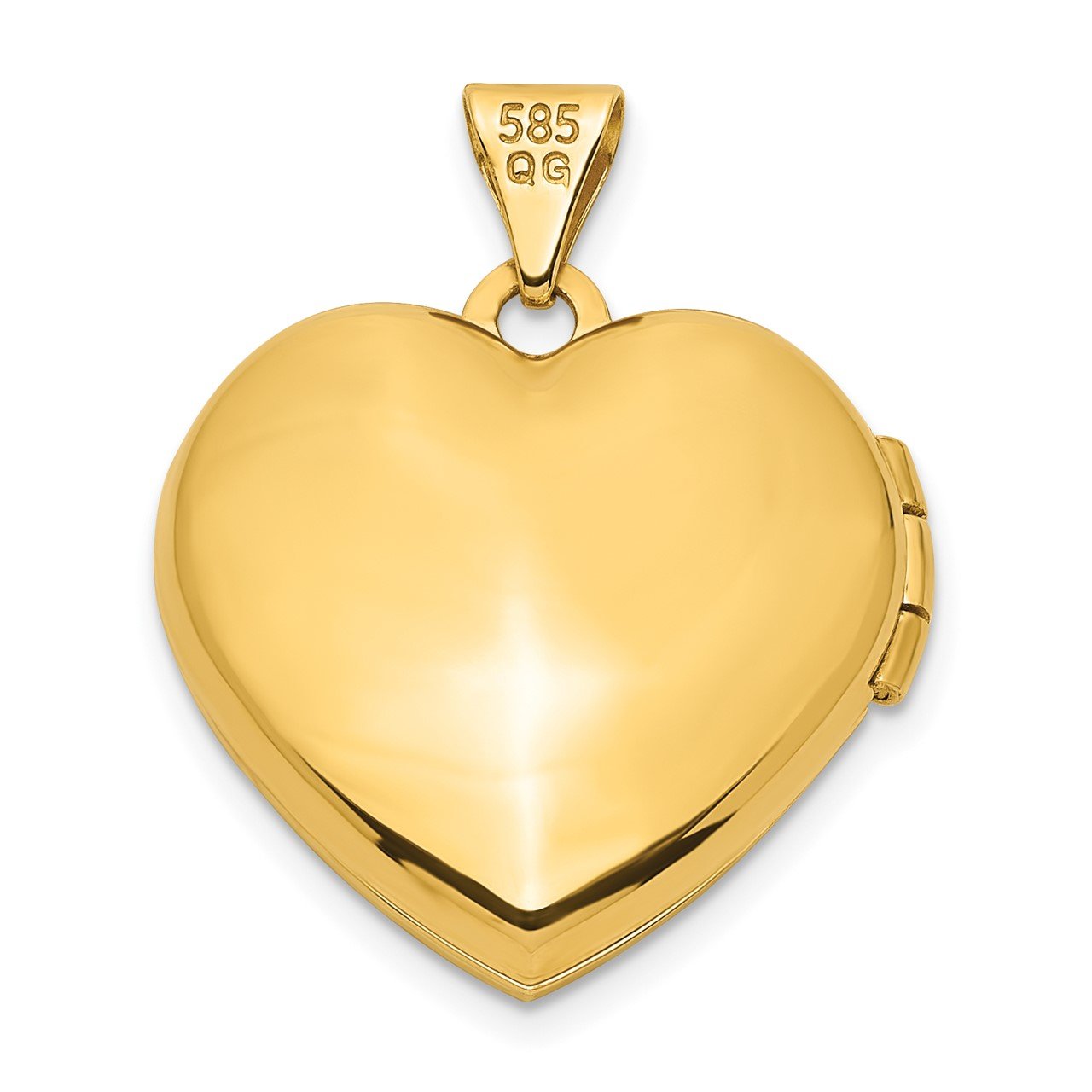 14k Brushed with Beaded Edge 18mm Heart Locket-3