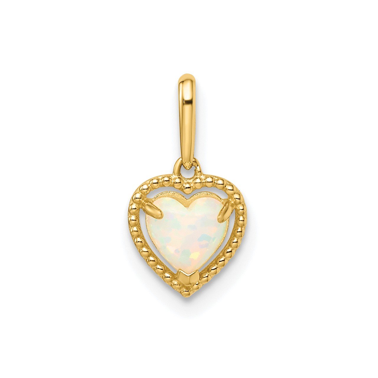 14k Lab Created Opal Heart Pendant