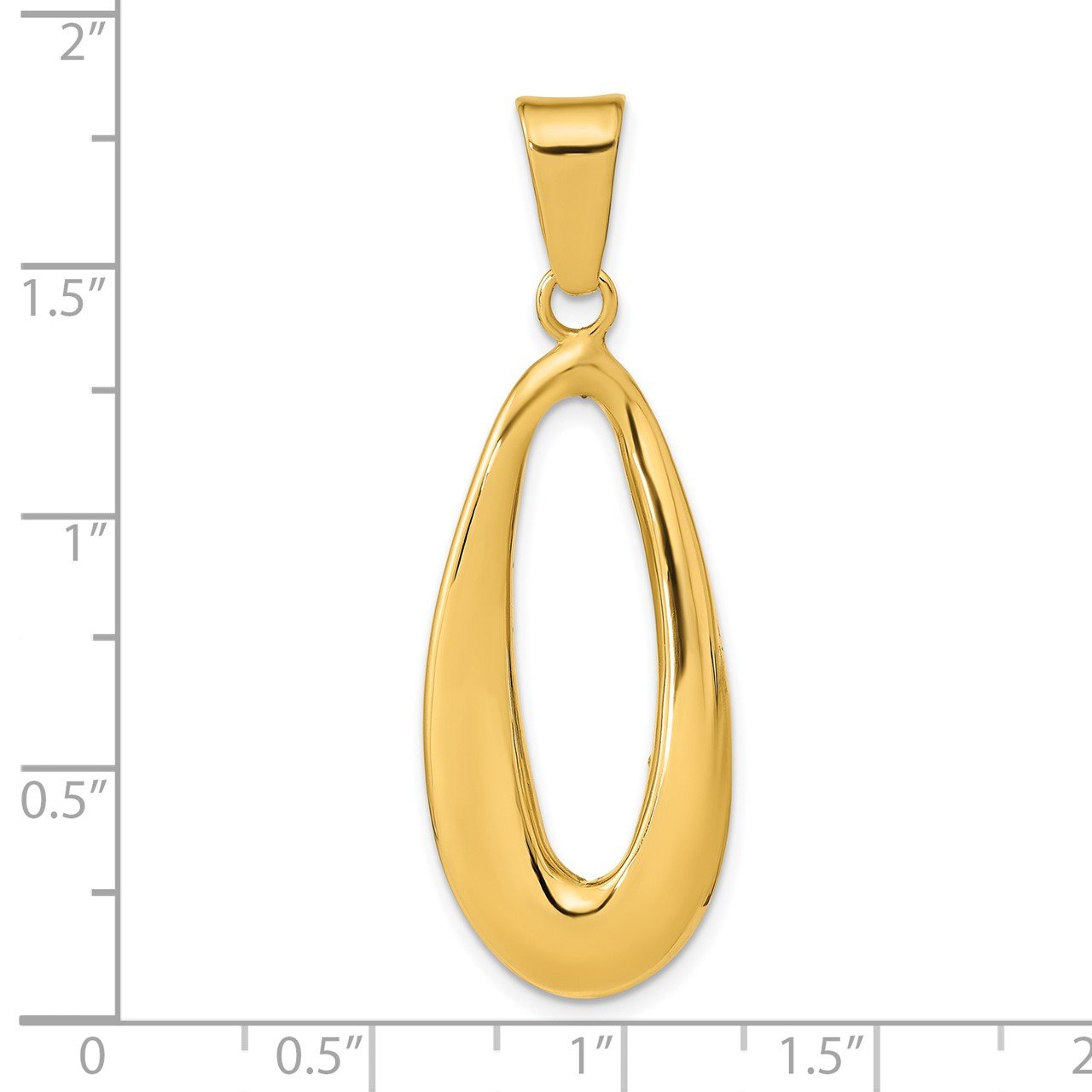 14k Polished Hollow Oval Pendant-2