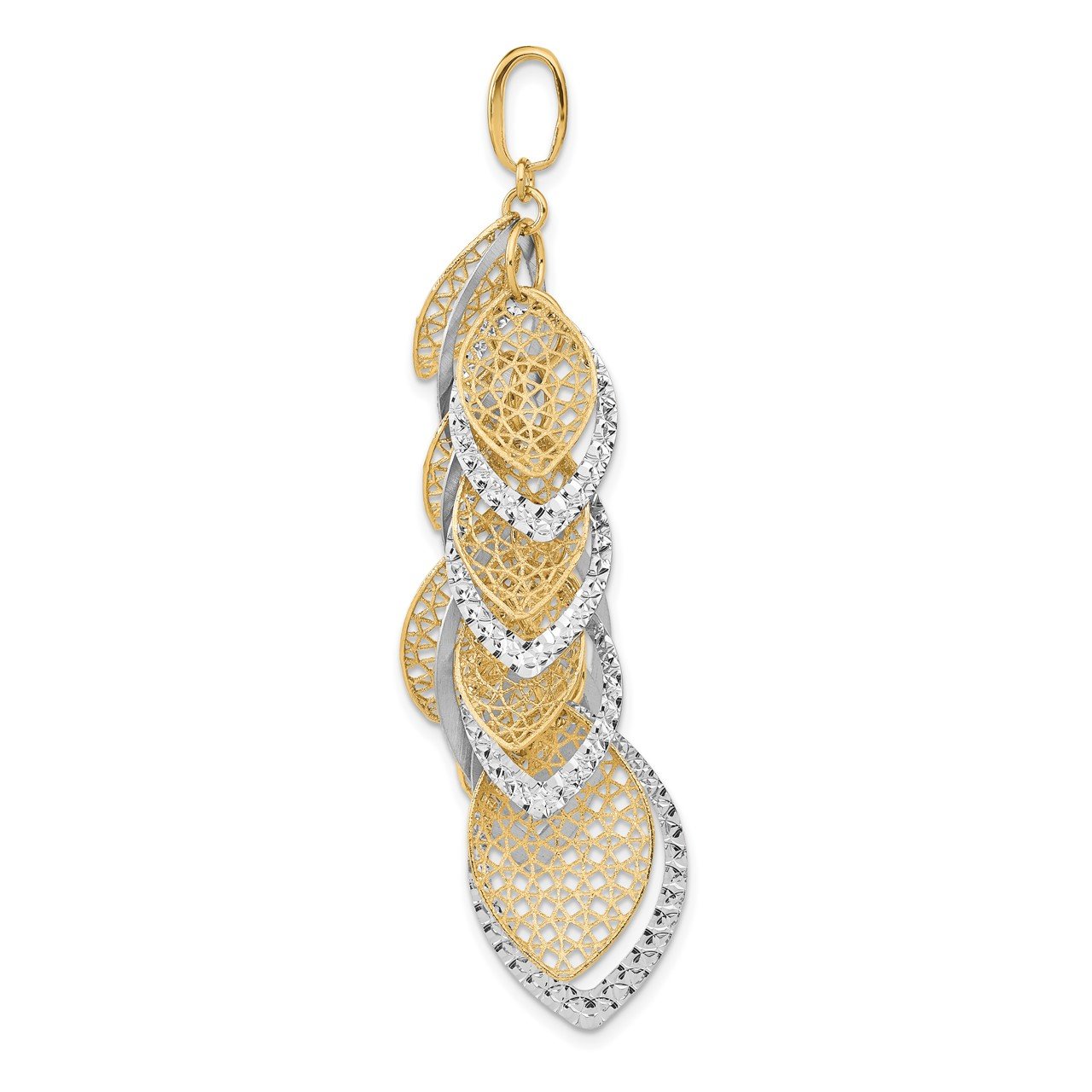 Leslie's 14K Two-tone Polished and Brushed Filigree Pendant-1