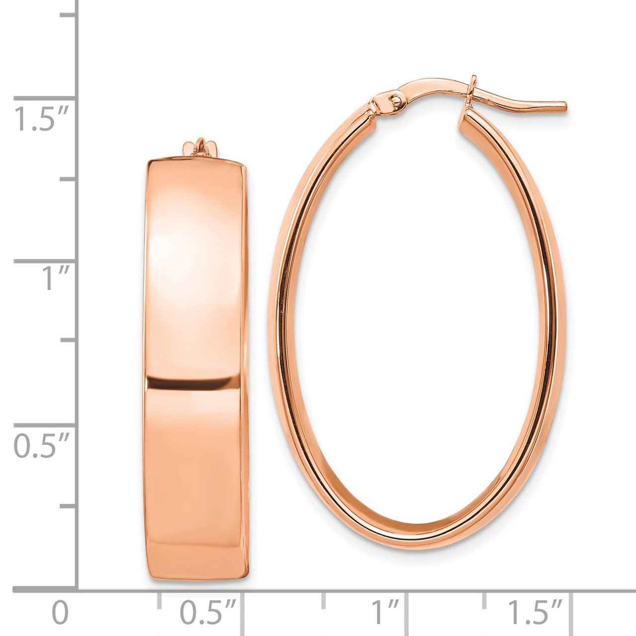 Leslie's 14K Rose Gold 7.75mm High Polished Oval Hoop Earrings-2