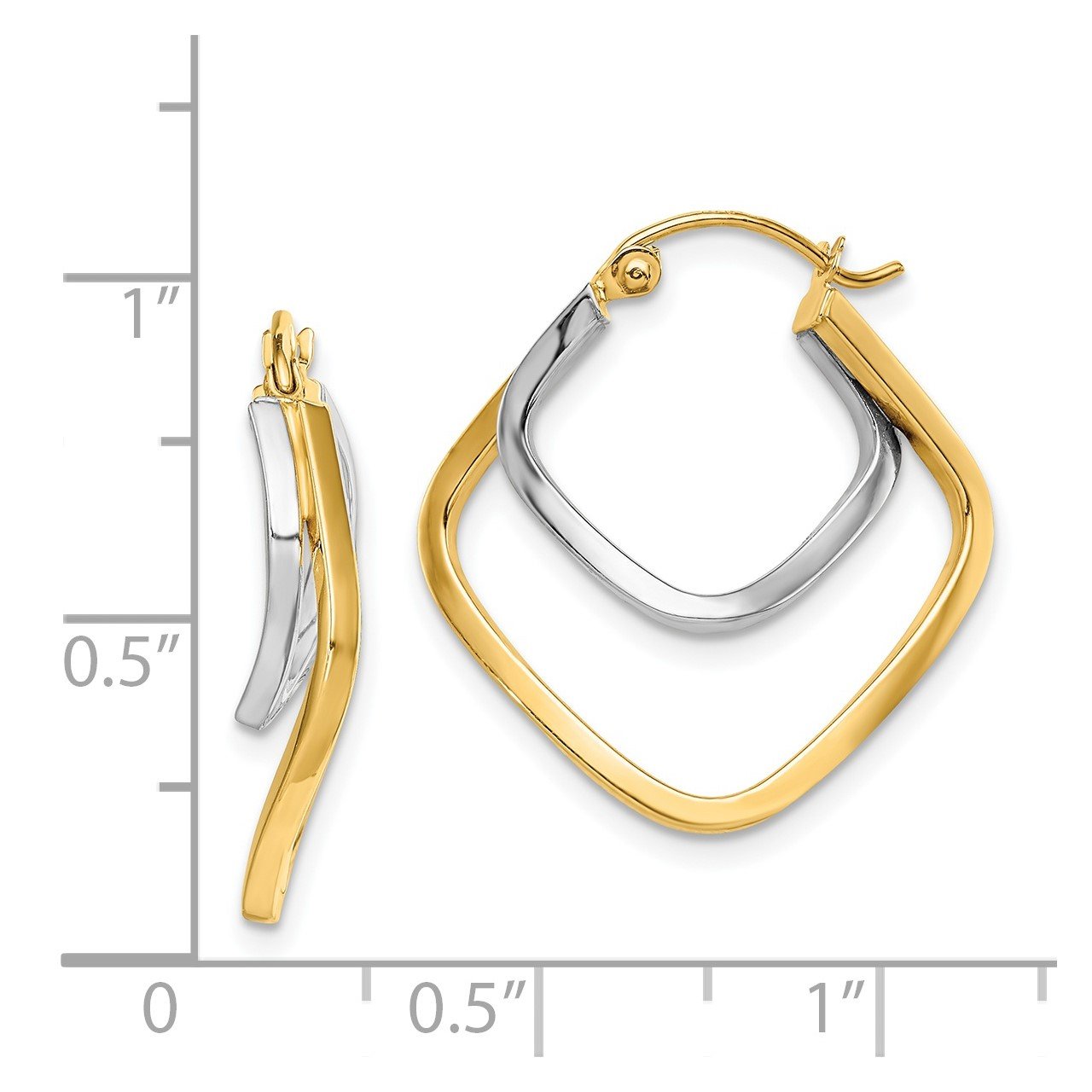 14k Two-tone Polished Hoop Earrings-1