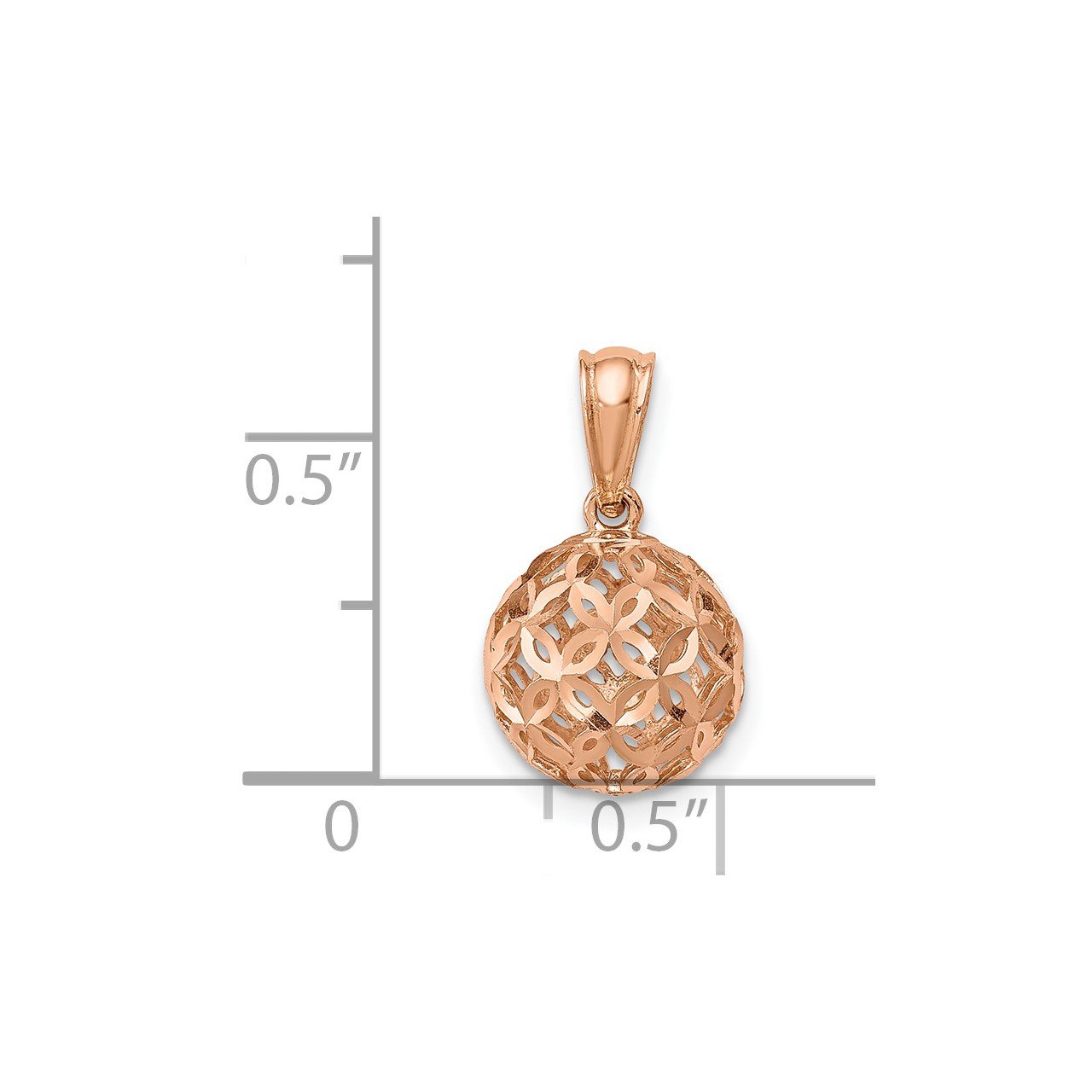 14K Rose Gold D/C Ball Dangle Pendant-2