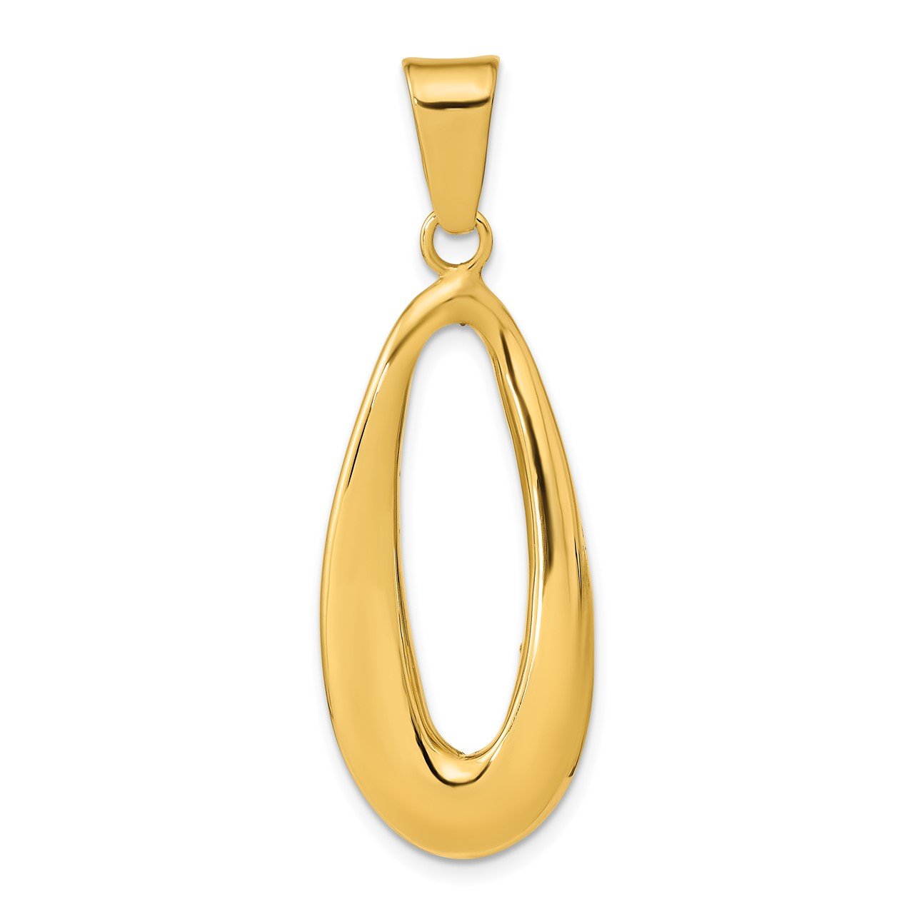 14k Polished Hollow Oval Pendant