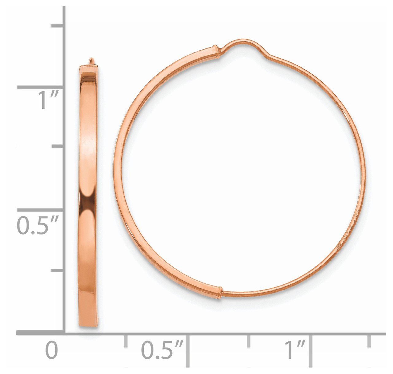 14k Rose Gold Wire Hoop Earrings-2