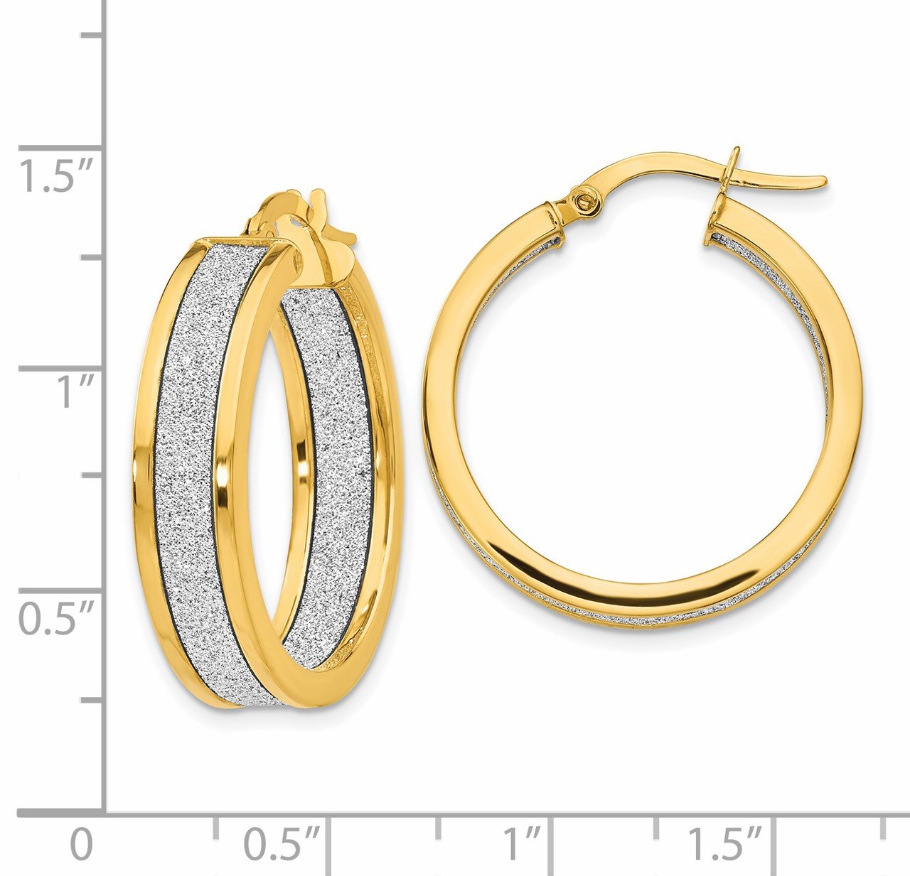 Leslie's 14K Polished Glimmer Infused Hoop Earrings-2