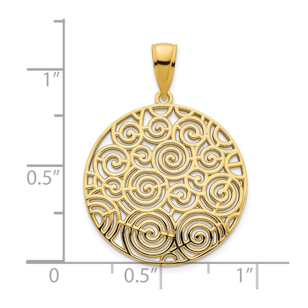 14k Fancy Filigree Disc Pendant-2