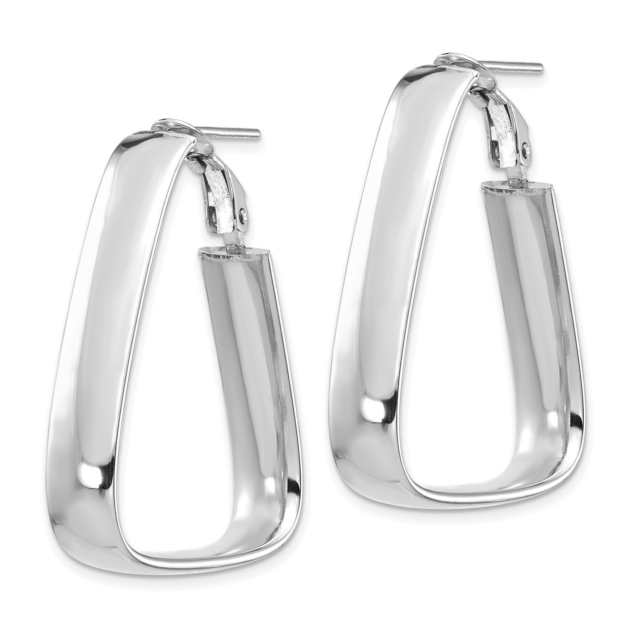 Leslie's 14K White Gold Polished Triangle Omega Back Hoop Earrings-1