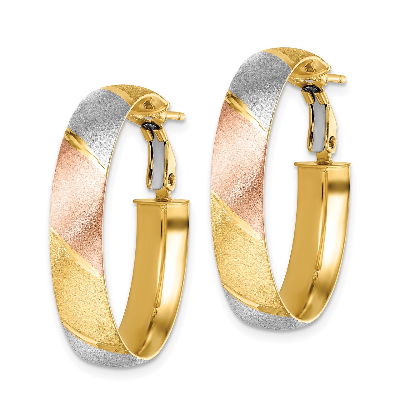 Leslie's 14K with W and R-plated Brushed Hoop Earrings-1