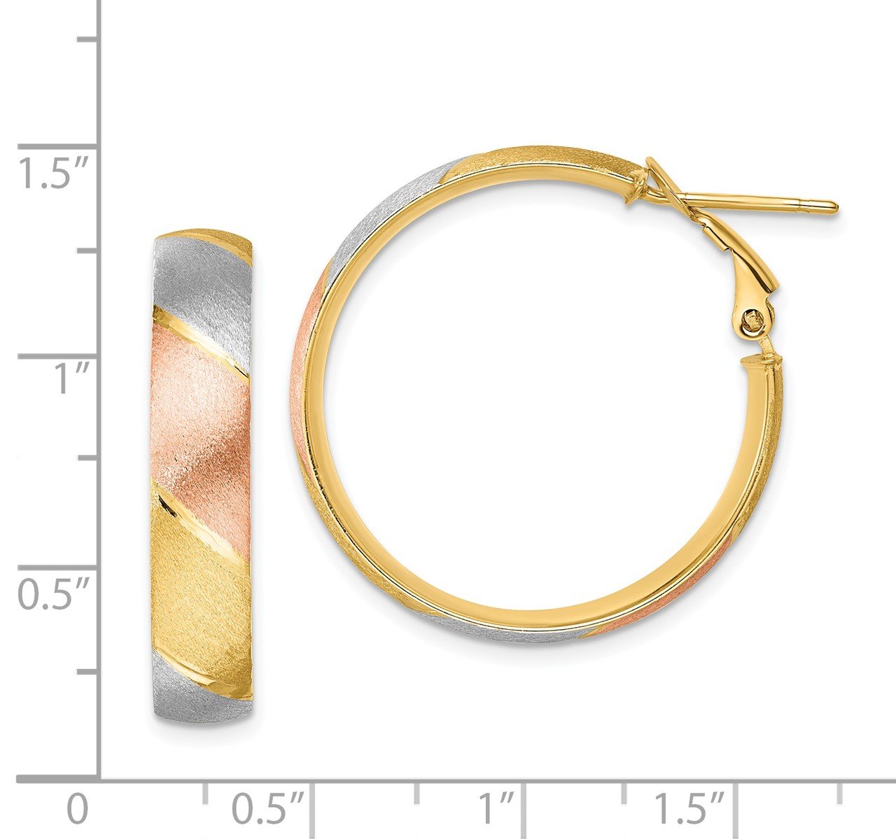 Leslie's 14K with W and R-plated Brushed Hoop Earrings-2