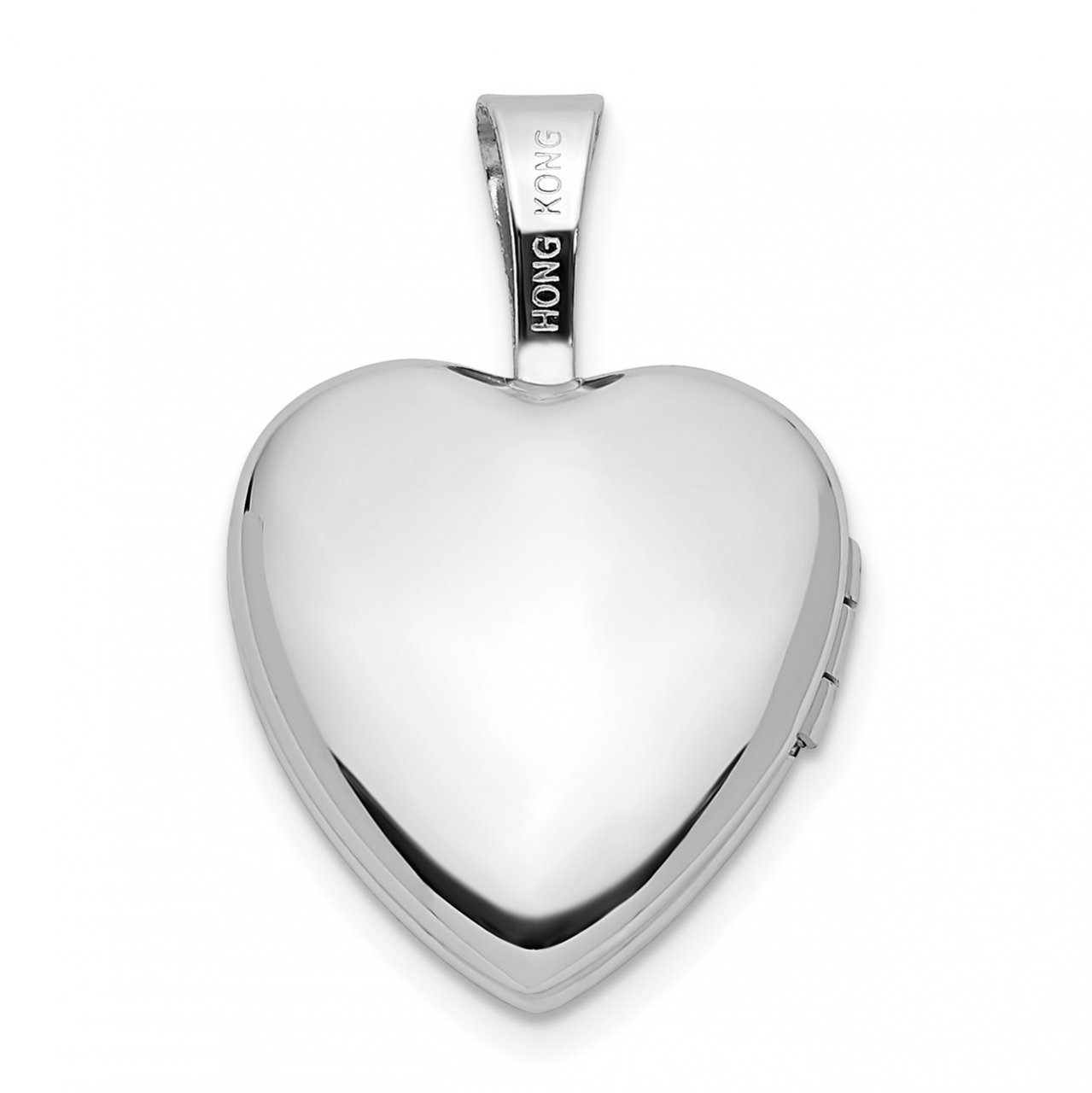 14k White Gold 12mm Satin with Enamel Rose Heart Locket-3