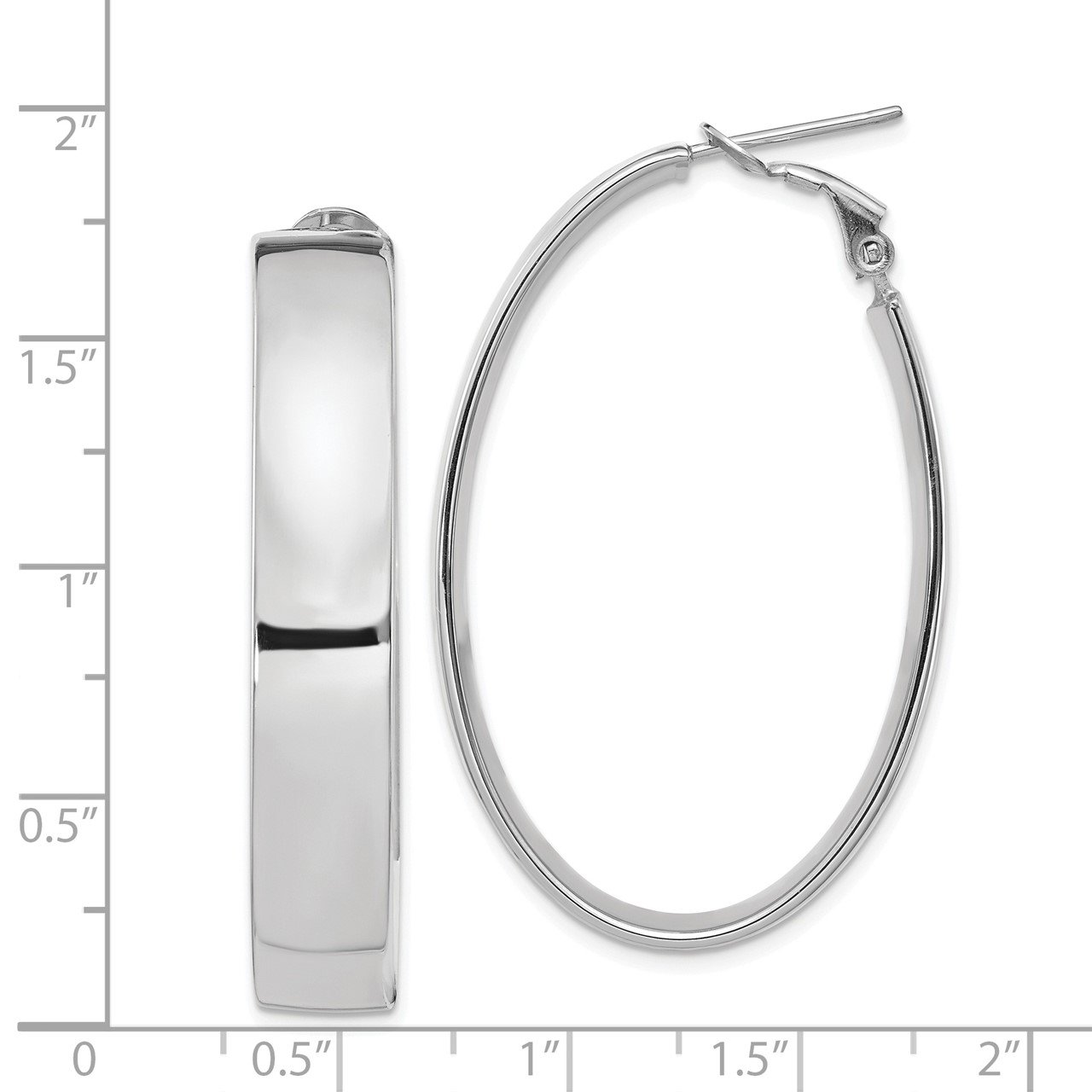 Leslie's 14K White Gold 7.75mm High Polished Omega Back Hoop Earrings-2