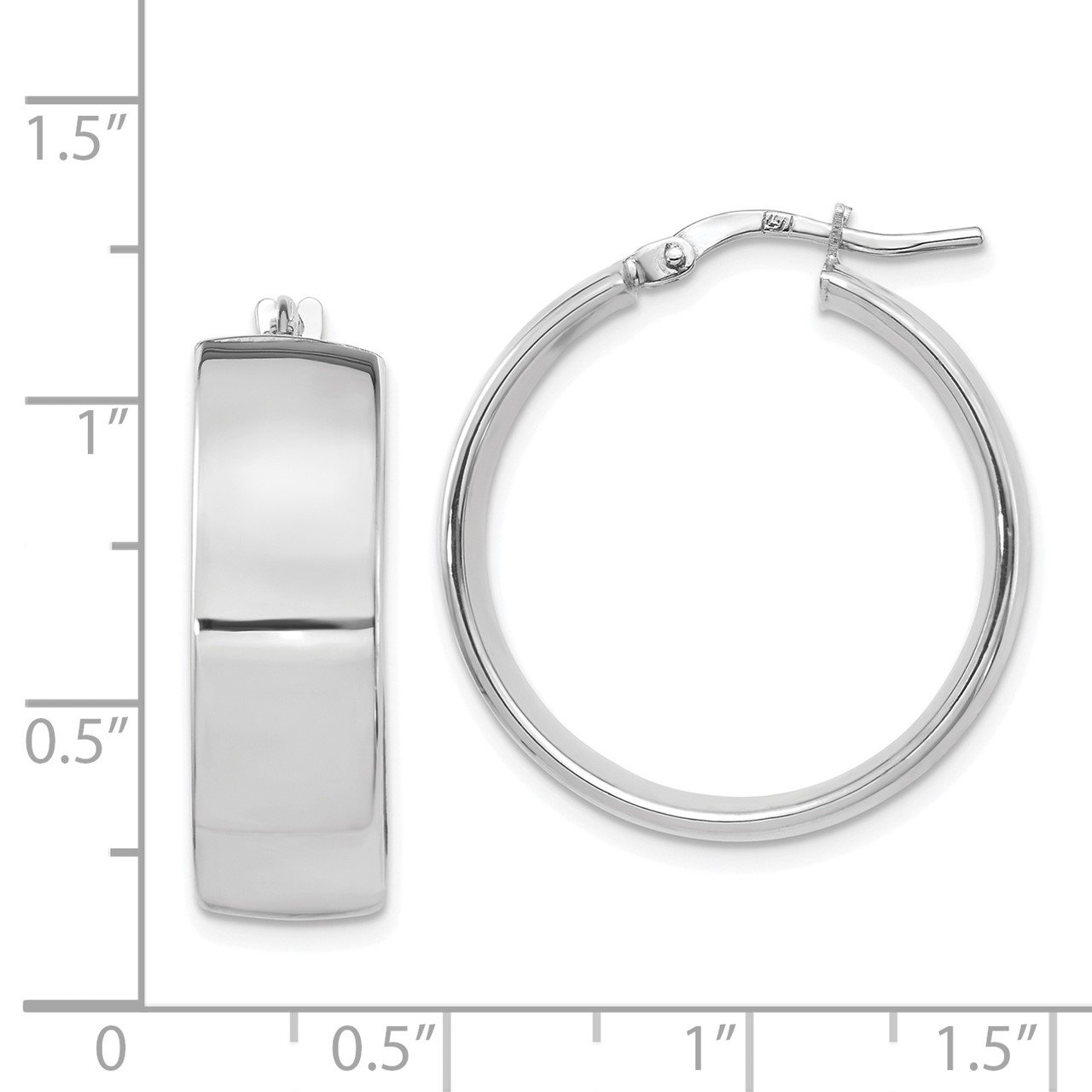 Leslie's 14K White 8mm High Polished Hoop Earrings-2