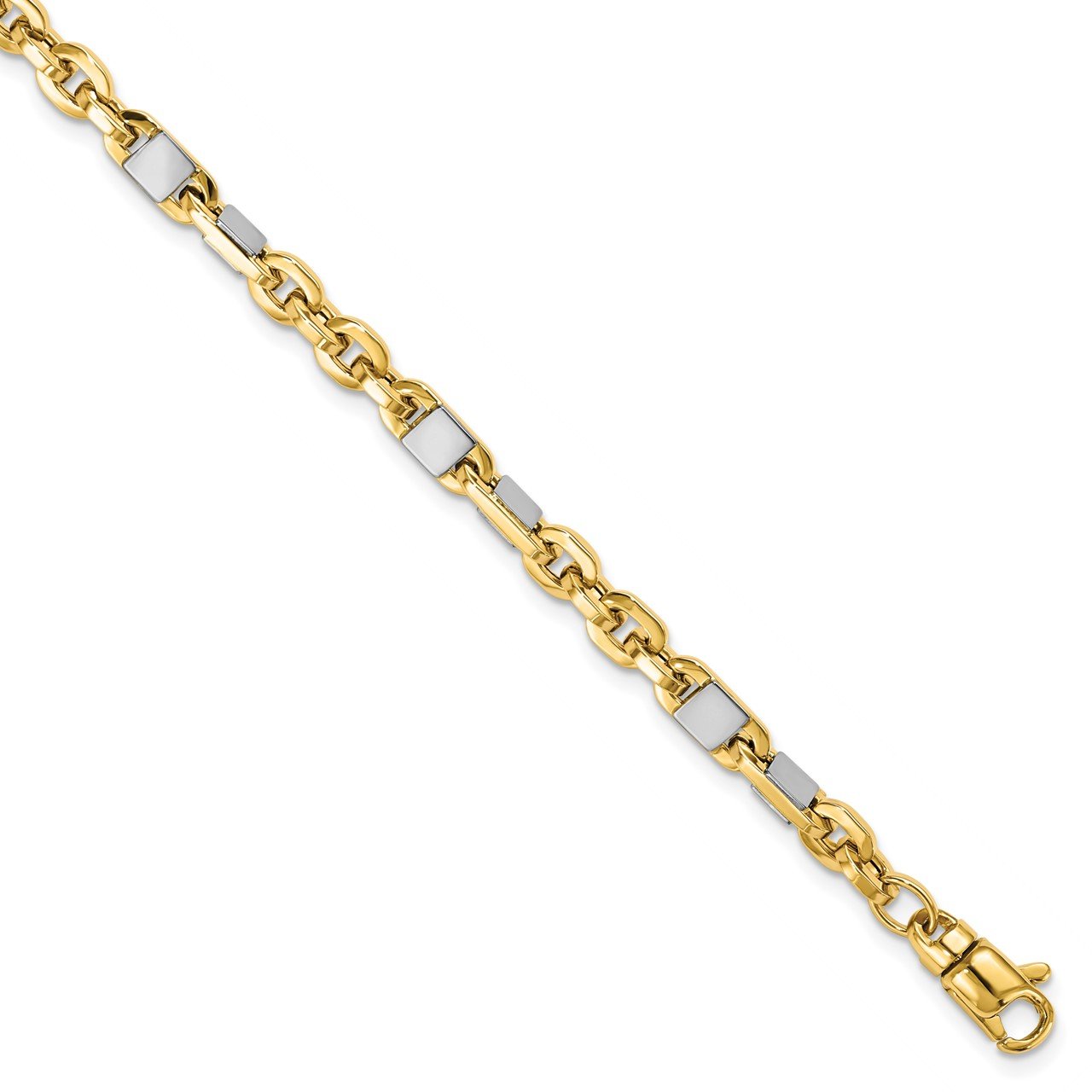 Leslie's 14K Men's Two-tone Polished Link Bracelet