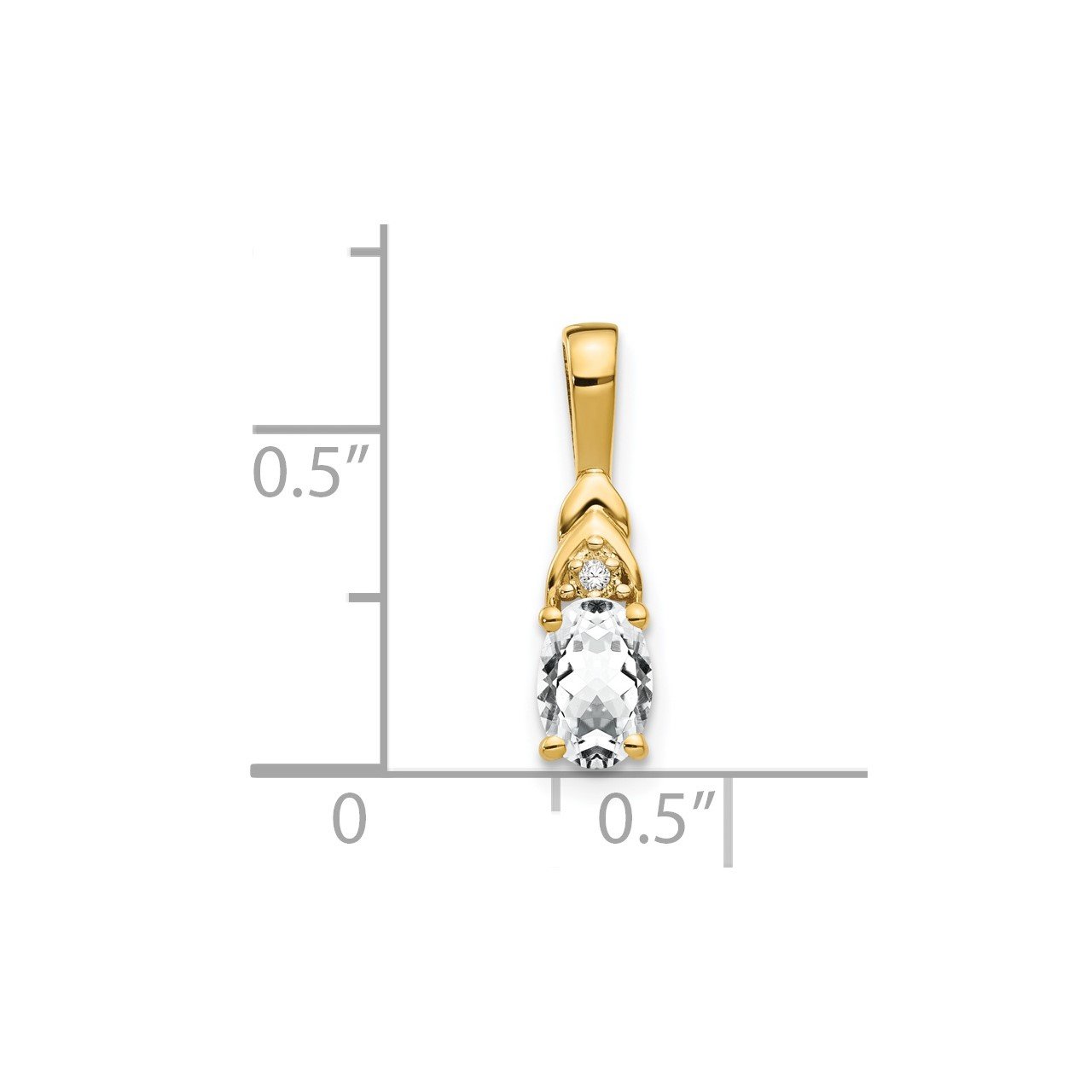 14k White Topaz and Diamond Pendant-2