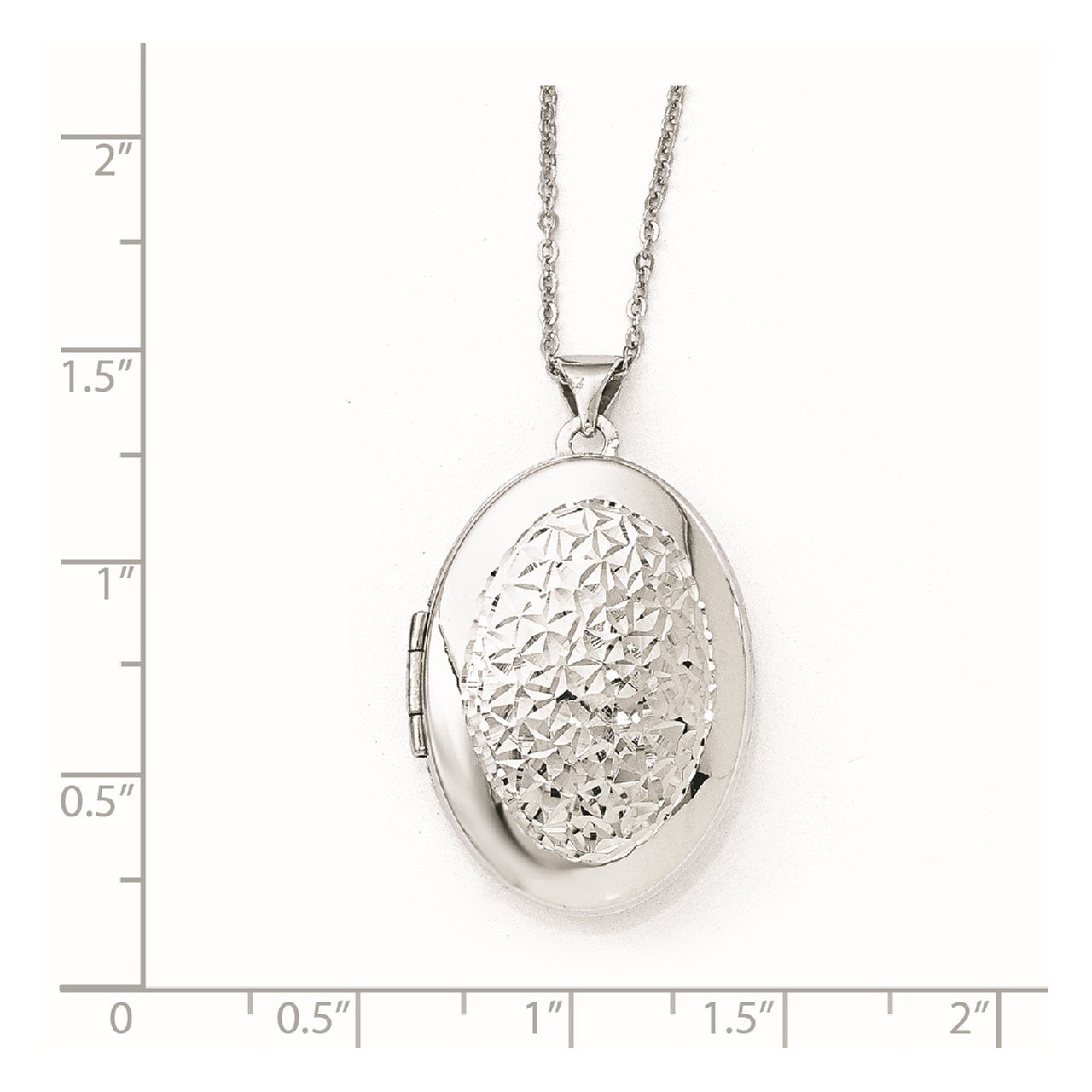 Leslie's 14k White Gold Polished D/C Oval Locket Pendant-2
