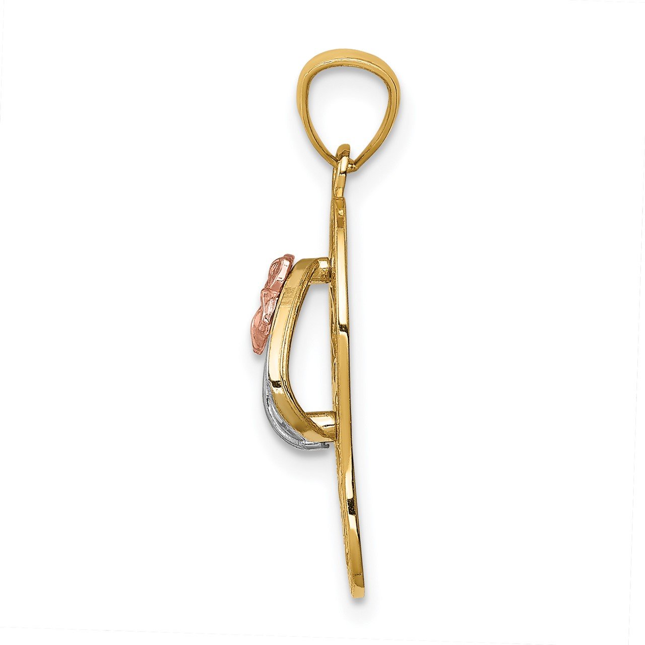 14K Tri Color Plumeria Sandal Pendant-1