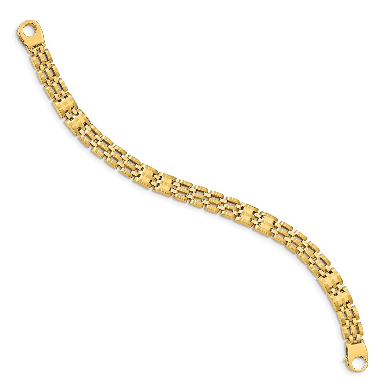 14k Satin and Polished Men's Link Bracelet-1