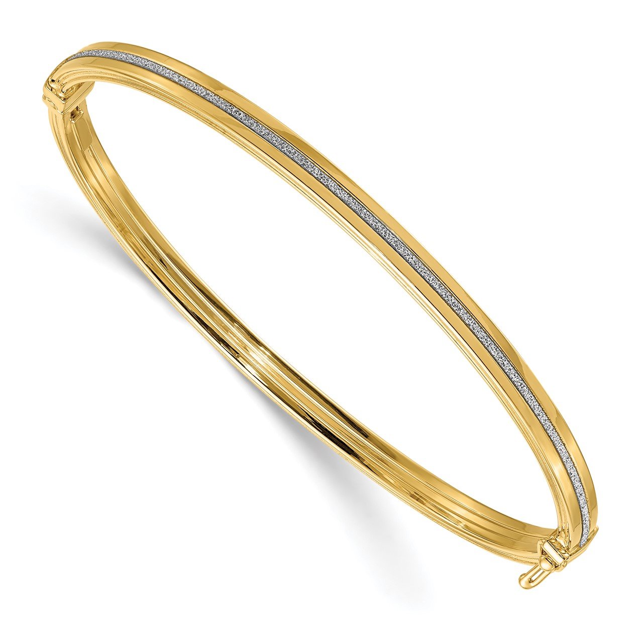 Leslie's 14K Polished Glimmer Infused Hinged Bangle