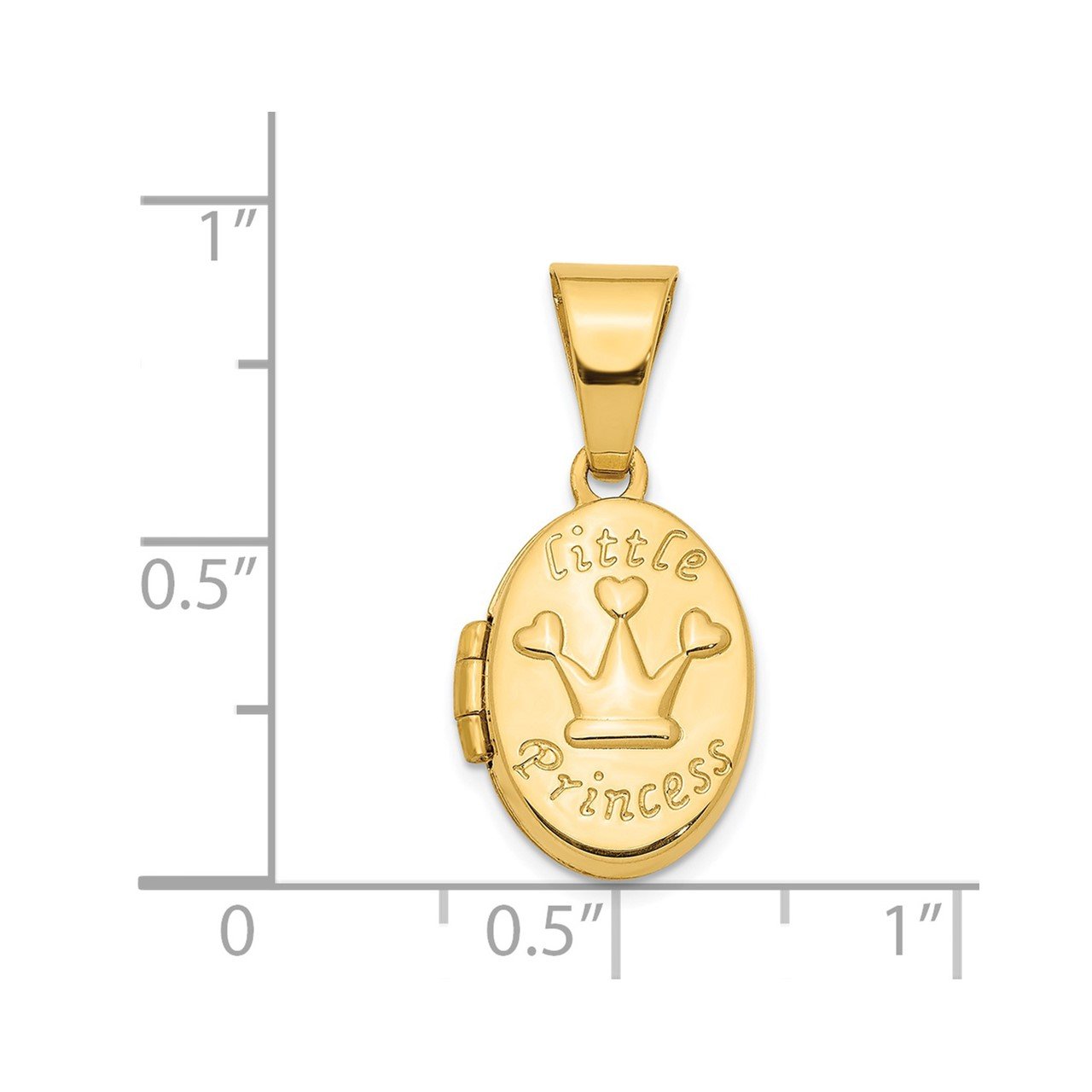 14K Little Princess 16mm Oval Locket Pendant-4