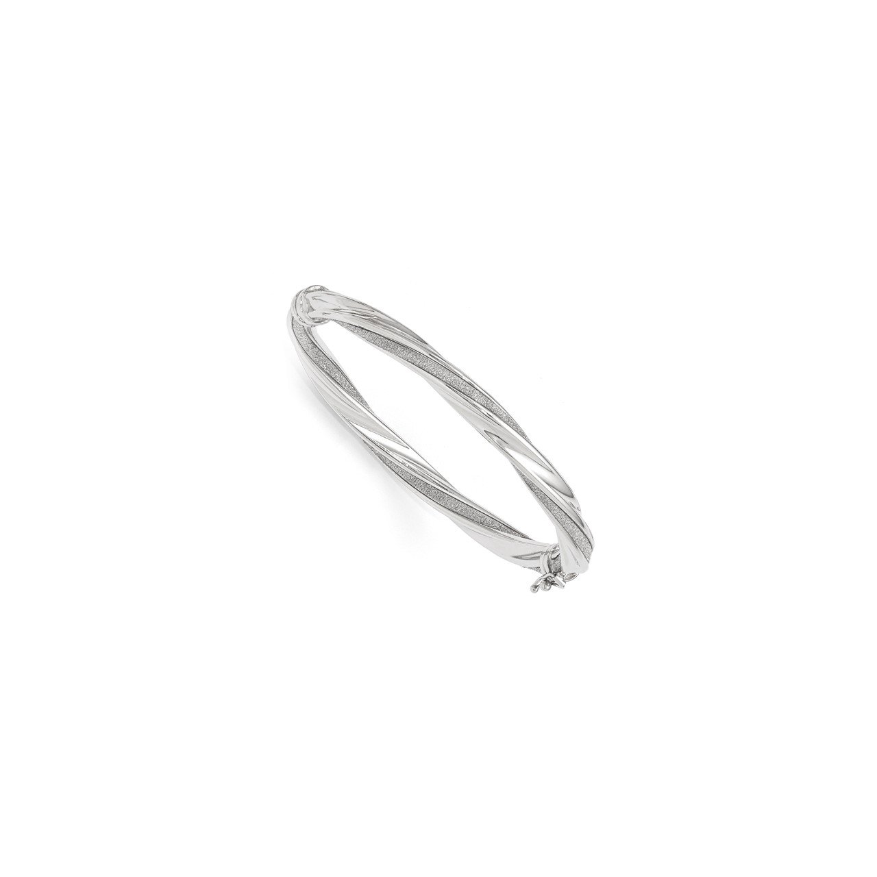 Leslie's 14k White Gold Polished Glimmer Infused Hinged Bangle