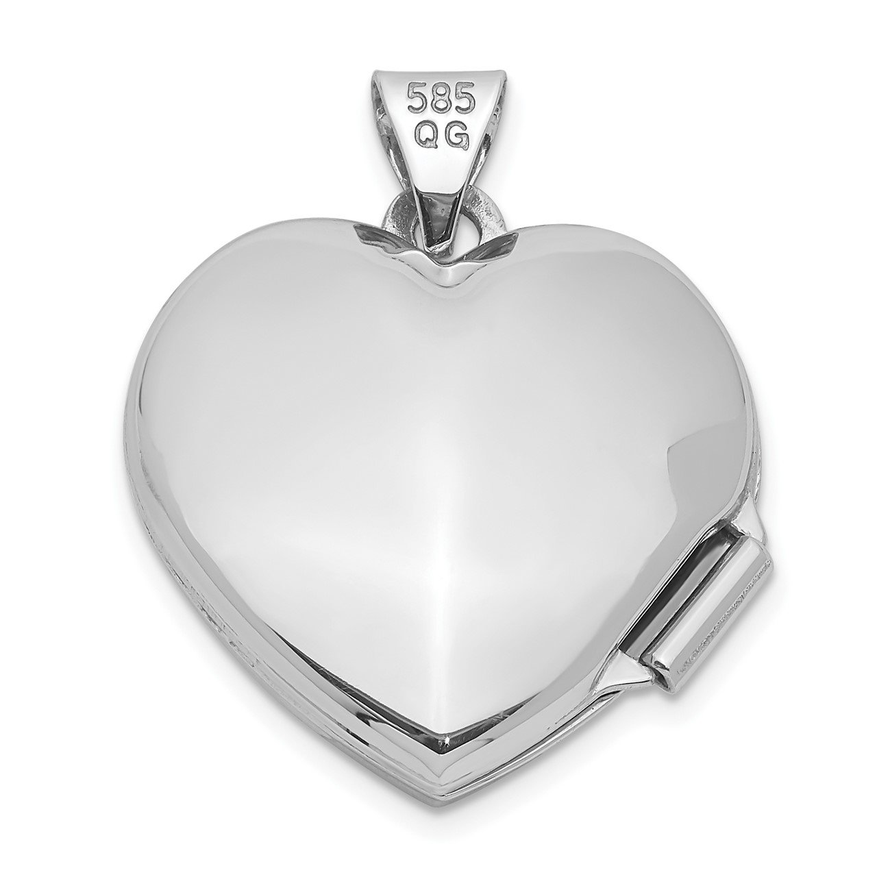 14k White Gold 18mm Heart Locket-2