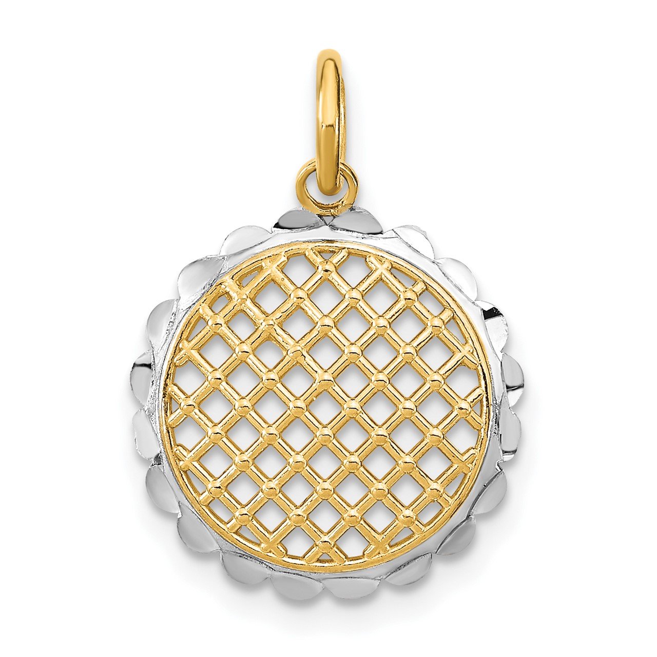 14K with Rhodium D/C Sunflower Pendant Charm